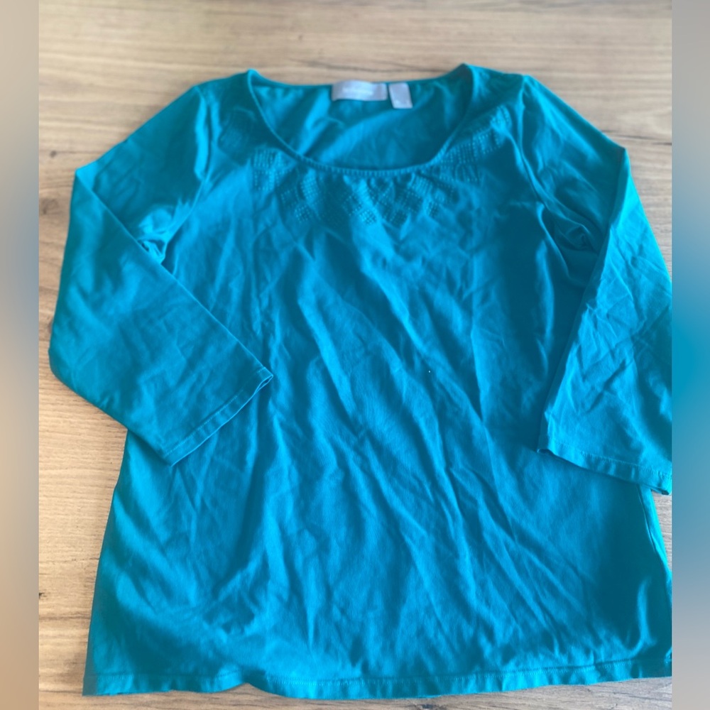 Liz‎ Claiborne Green Quarter sleeve tunic tee Women’s Large Preloved